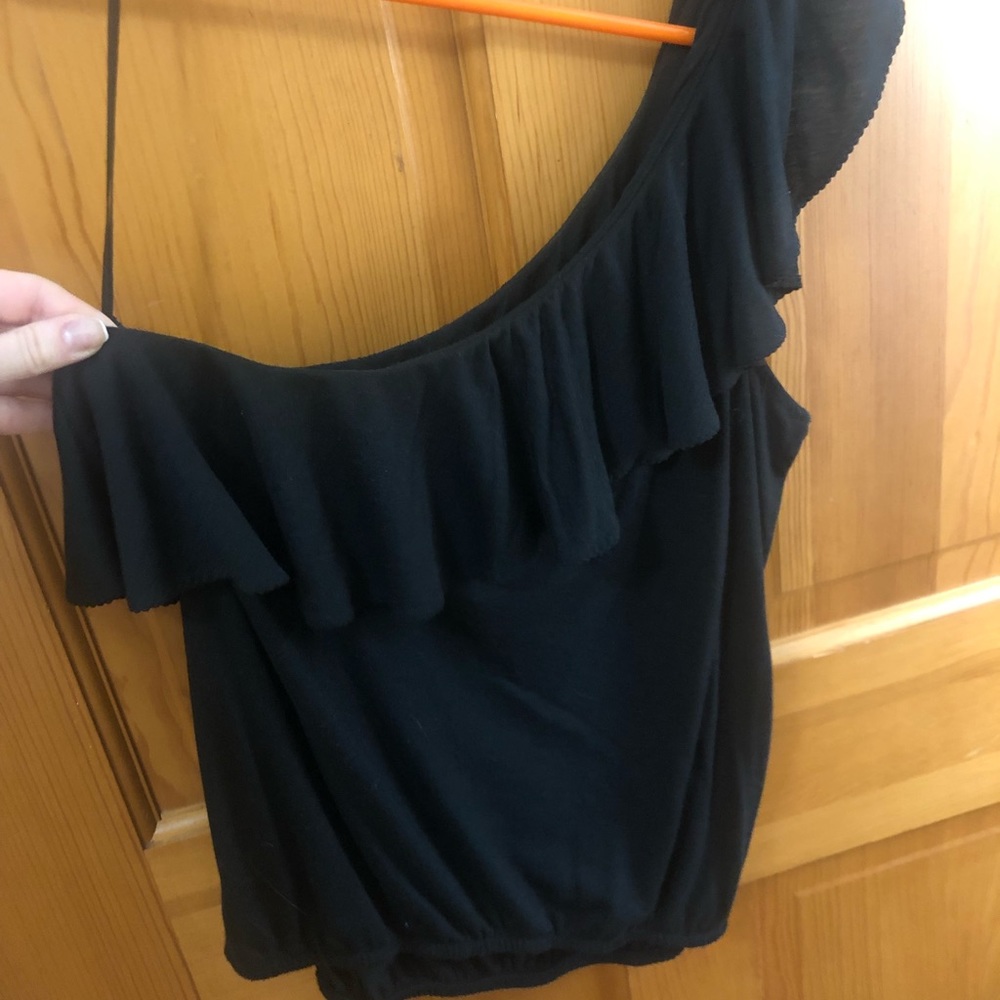One Shoulder Black Top
